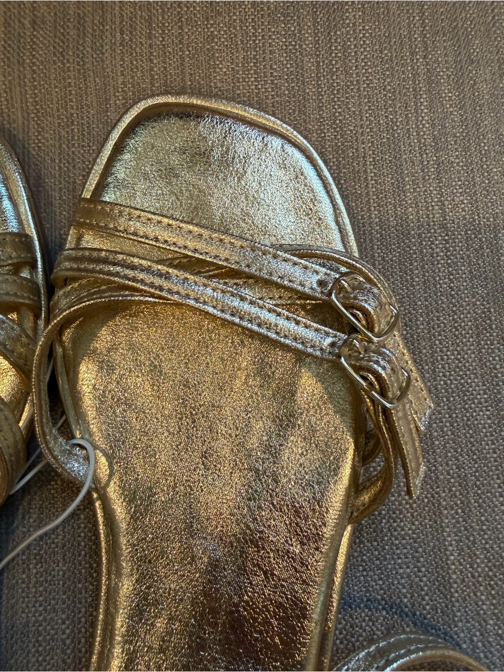 NWT Zara Metallic Gold Strappy Women’s Sandals - Picture 3 of 6